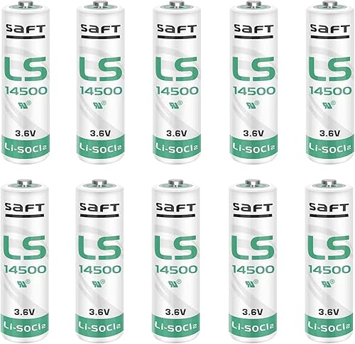 Meewellvetry Paquete de 10 para Saft Ls14500 3.6 V 2600 mAh Batería de litio AA Aplicación para memoria PLC alarma de seguridad pública