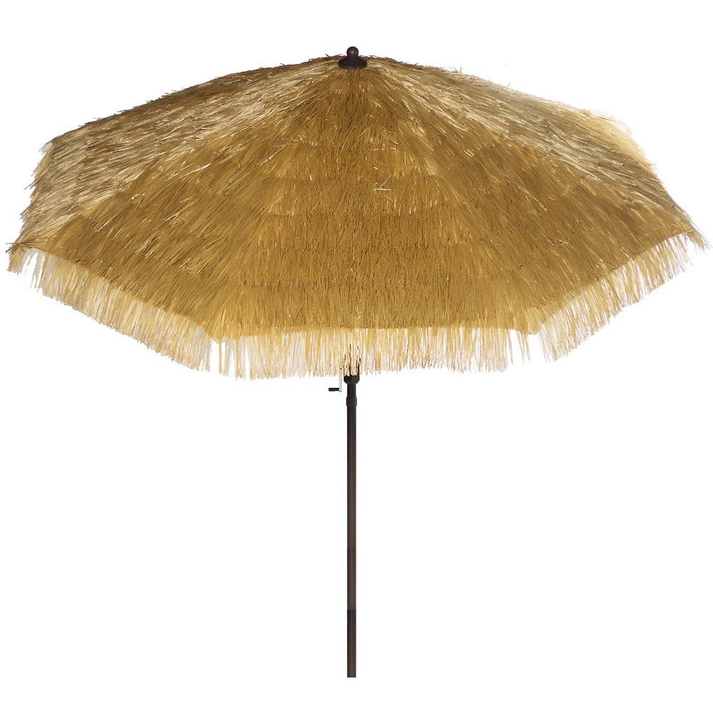 Amazon Com Bayside 21 Patio Umbrella 9 Ft Aluminum Outdoor Table Market Umbrellas With Auto Tilt And Crank Thatched Tiki Natural Garden Outdoor