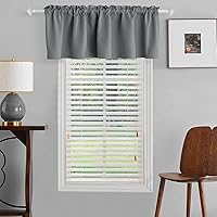 Vista 7 de Cortinas de cenefa coral para dormitorio, con aislamiento térmico, cenefa de ventana de coral de 18 pulgadas de largo, cenefas cortas con ojales