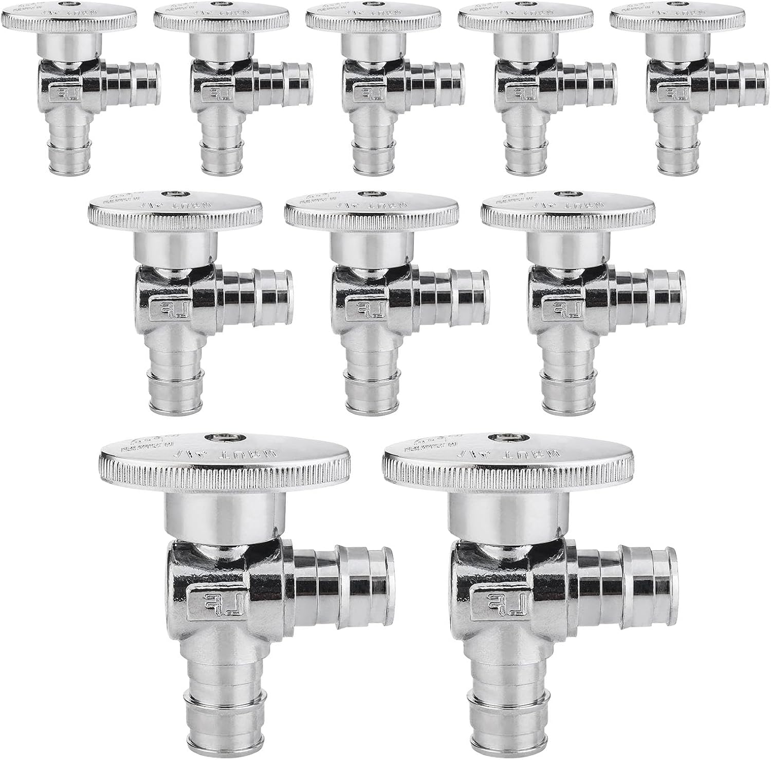 (Pack of 50) Seelink Pex-a 1/4 Turn Angle Stop Valve, 3/8" OD Compression x 1/2" Pex-a(F1960), Chrome Plated Brass(VALVE094-50Pack)