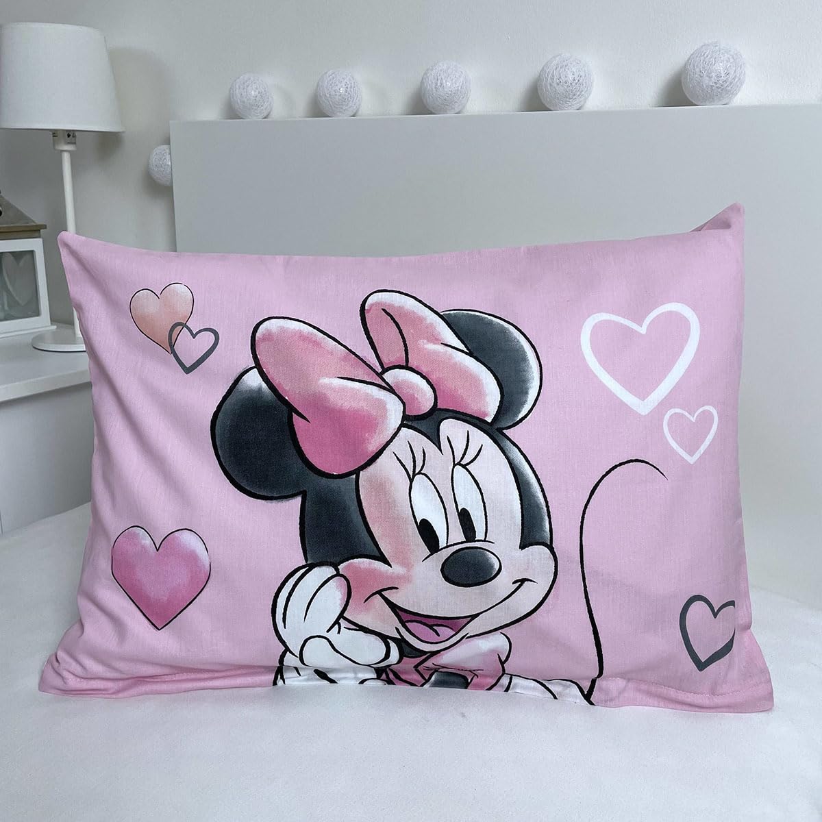 Jerry Fabrics Minnie Rosa Polvere Set di Biancheria da Letto per Bambino o Lettino, 100% Cotone, Copripiumino 100 x 135 cm + Federa