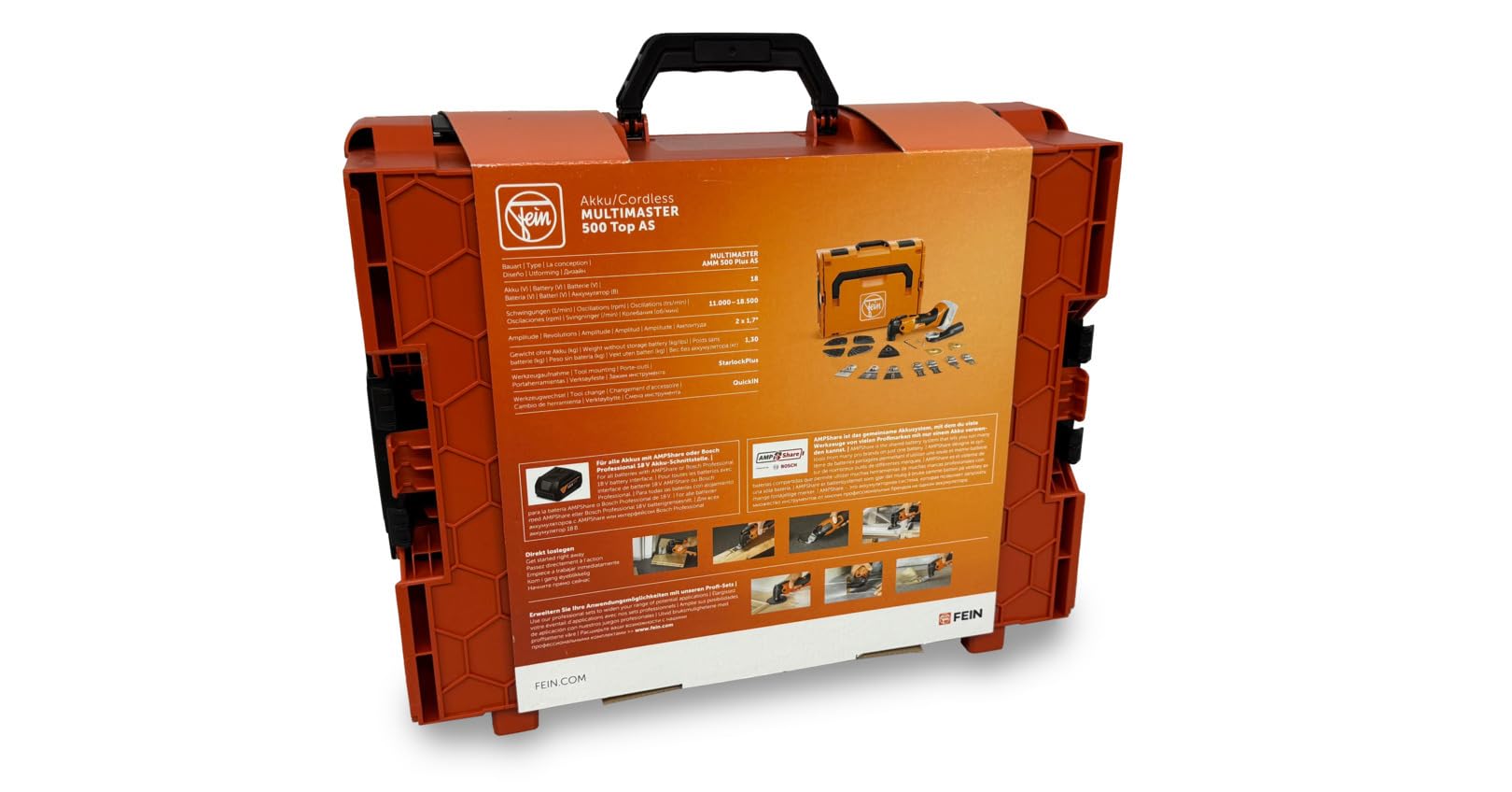 Fein Akku Multimaster AMM 500 Plus Top AS (18 V, ohne Akku Multitool, StarlockPlus, AMPShare, inkl. Zubehör-Set zum Sägen/Schleifen in Holz + Metall, Multifunktionswerkzeug, in L-Boxx) 71293863000