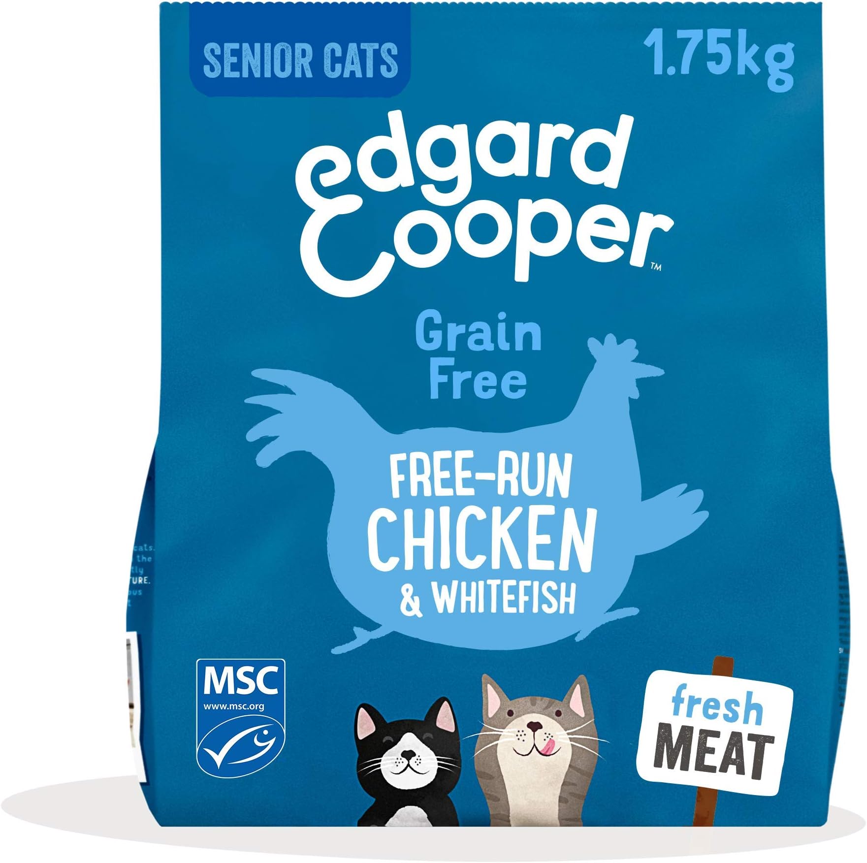 Edgard & Cooper Senior Cat Dry Food - Chicken & Whitefish 1.75kg - Grain Free, High Protein, Natural Ingredients & MSC-Certified