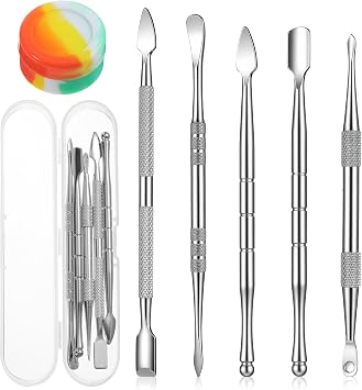 6 PCS Wax Carving Tool Set, Stainless Steel Double-Ended Wax Carving Tools, Metal Wax Sculpting Tools with 5ml Silicone Container and Portable Case for Wood, Wax, Clay, Pottery, Jewelry, Dental Carver