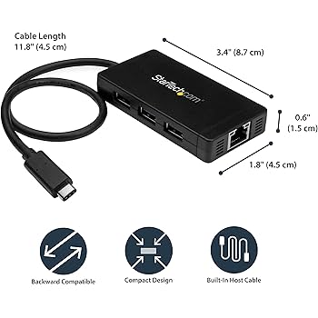 StarTech.com USB-C接続ギガビット有線LANアダプタ 3ポート 3ポートUSB 3.0 (5Gbps) ハブ USB Type-C接続 ギガビット有線LAN