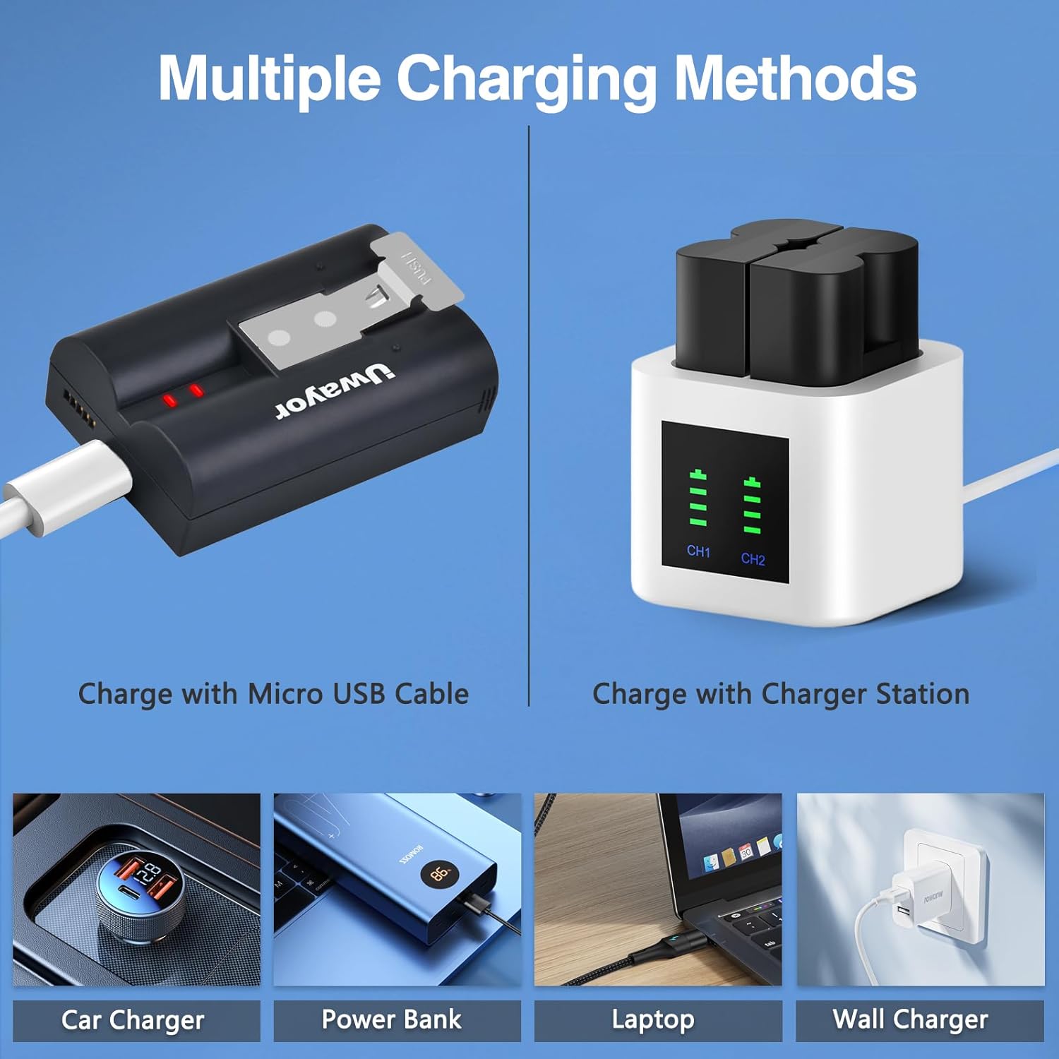 3 Pack for Ring Battery 6040mAh Replacement Doorbell Battery with Charger Station for Ring Video Doorbell 2/3/3 Plus/4 Camera, Stick Up Cam(2nd & 3rd Gen), Spotlight Cam, Peephole Cam