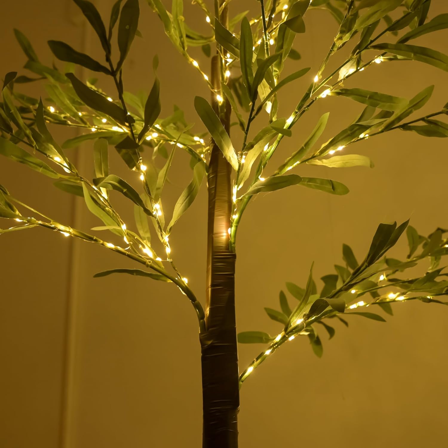 Snokip 6FT Lighted Olive Tree with 270 LED Warm White Lights, Olive Tree with Lights for Wedding, Festival, Indoor and Outdoor Decoration