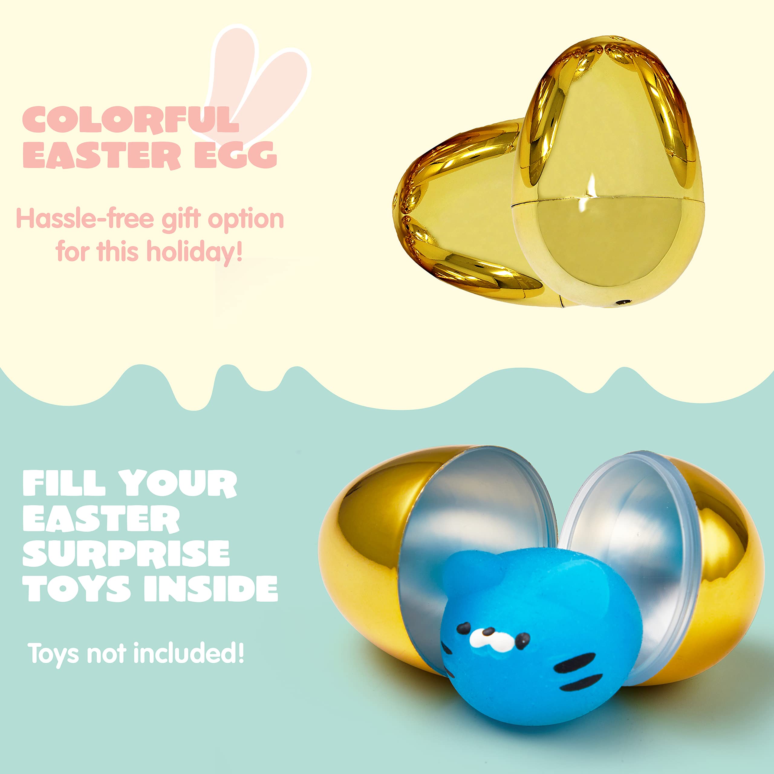 JOYIN 18 di Uova di Pasqua Dorate, Uova vuote in plastica Metallizzata da 6cm riempibili per Forniture per la Caccia di Pasqua, riempitivi per cestini, Giocattoli, dolcetti, bomboniere