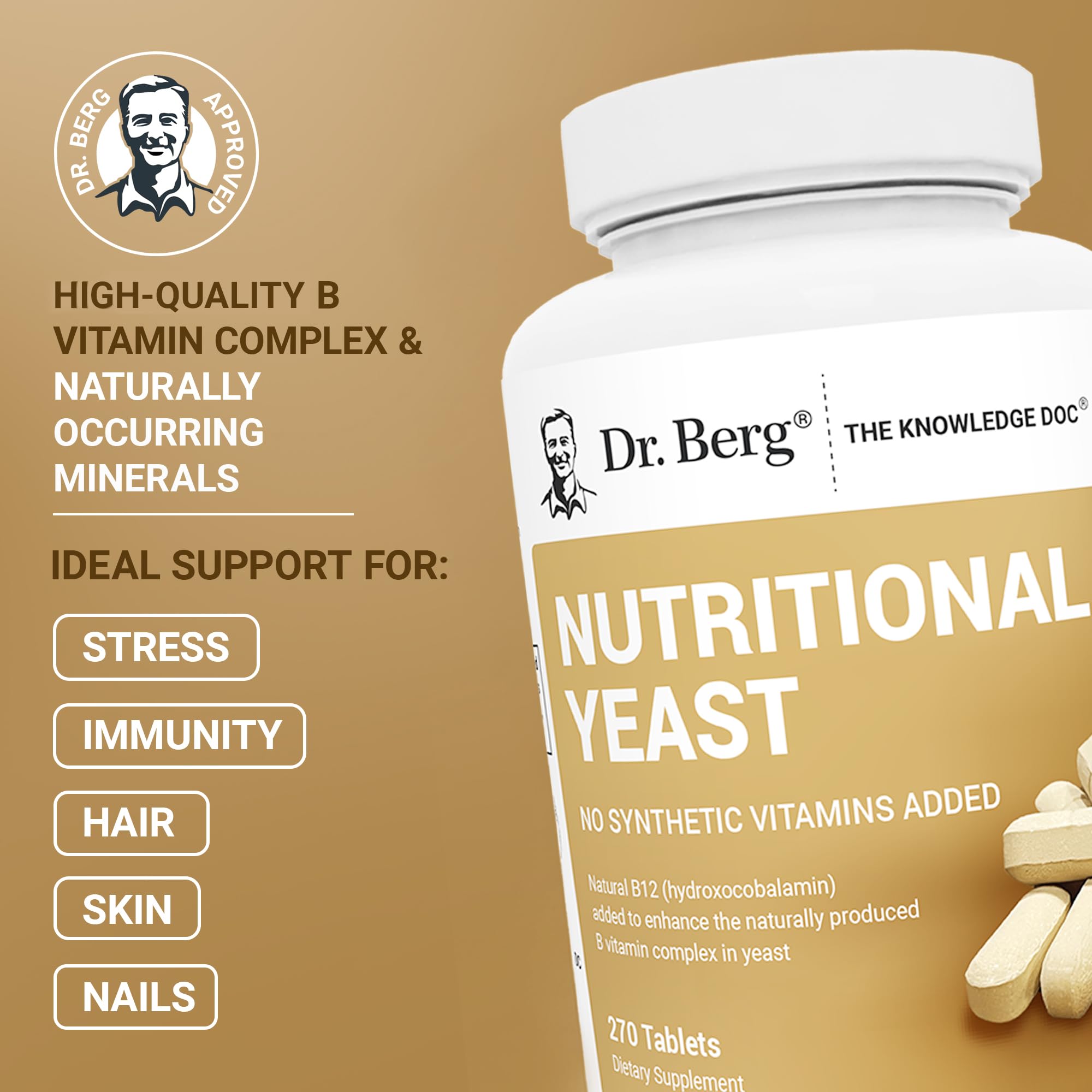 Dr. Berg Nutritionals Yeast Tablets – Natural B12 Added - All 8 B Vitamin Complex – Organic Vanilla Flavor - 270 Vegan Tablets Dietary Supplements — Amazon image 2
