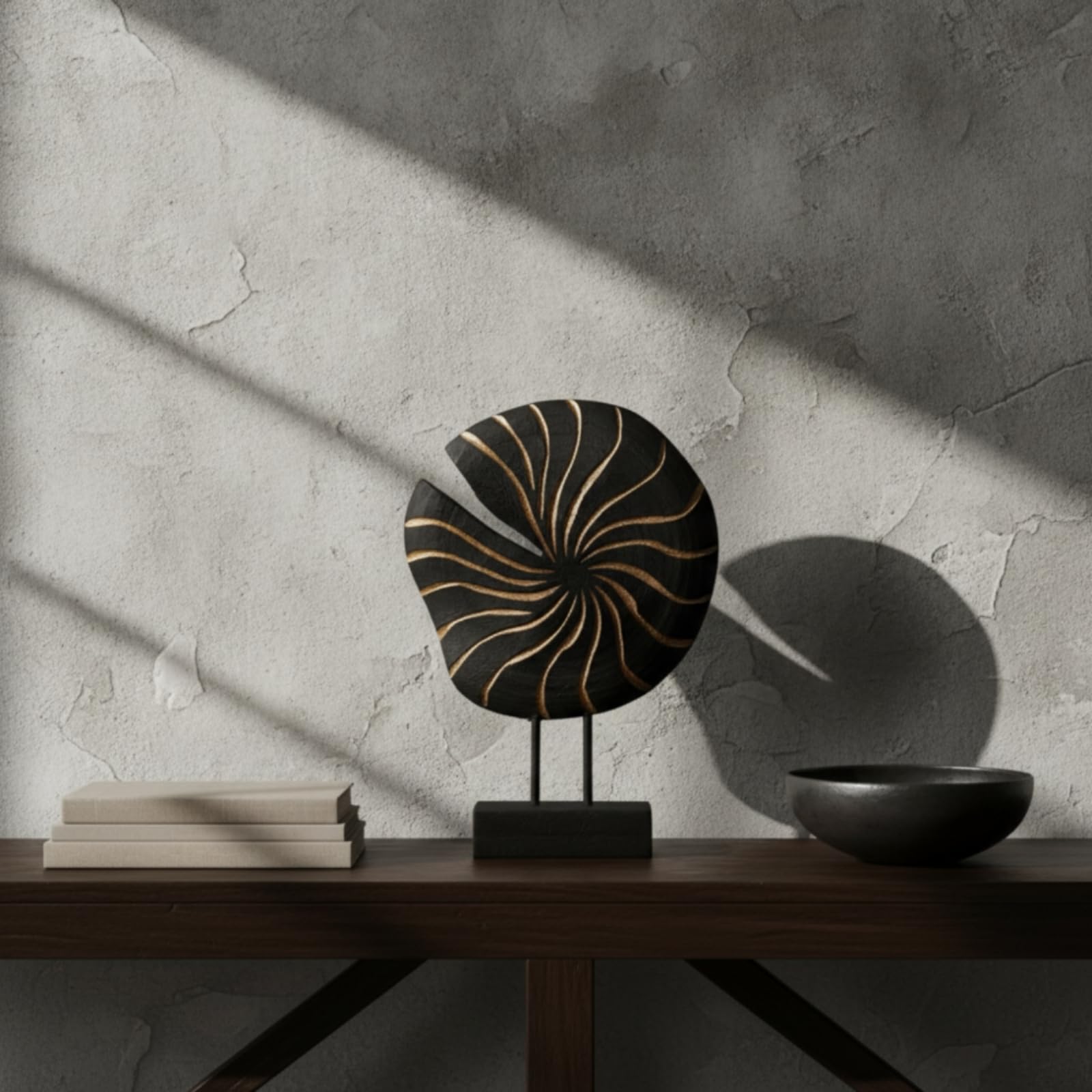 Baoblaze Decorazione da Tavolo Scultura Sun Disk Ornamento Circolare Radiale Supporto Resina Elegante Base Ebano Adatta per Soggiorno Ufficio Ingresso Cm25x9x36