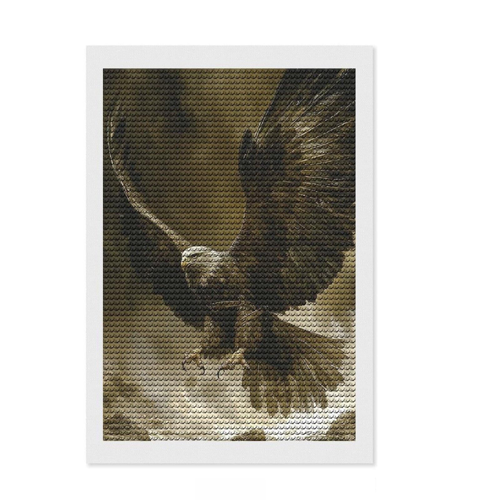 Junmoney Majestic Eagle in Flight Diamond Art Kit 8"x12", for Craft Lovers, Modern Decor, Calming Craft to Unwind, Birthday Gift, Easy to Enjoy