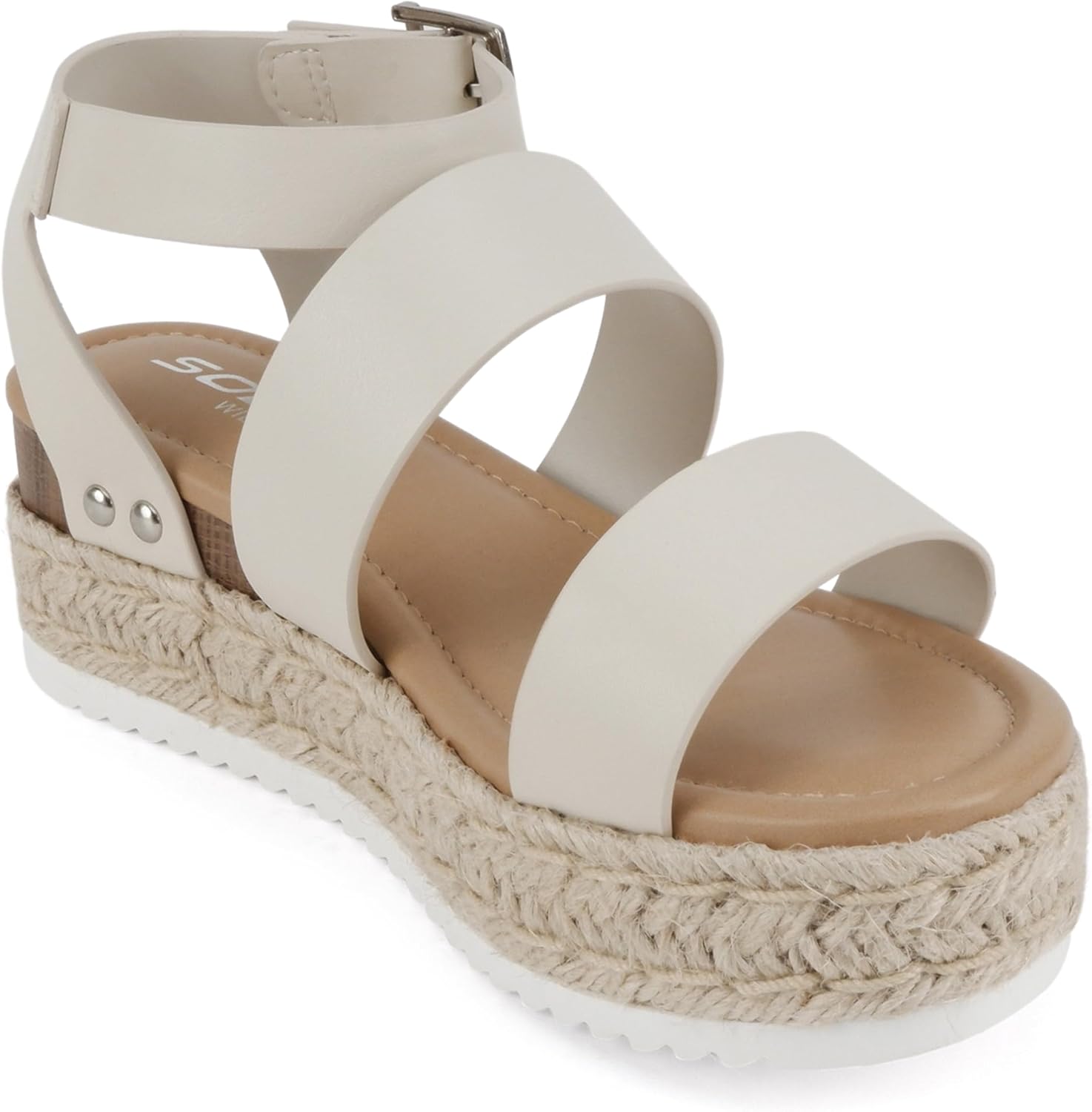 Soda Top Shoe Bryce Open Toe Buckle Ankle Strap Espadrilles Flatform Wedge Casual Sanda - Image 4