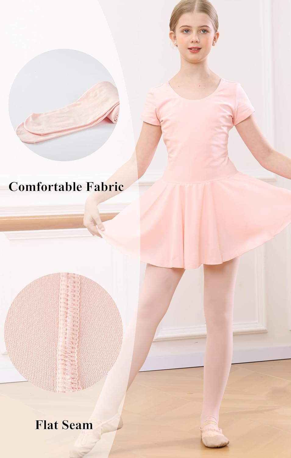 Girls Ballet Convertible Tights, Ultra Soft Transition Tights, 2 Pairs Dance Stockings for Ballet Gymnastics School - Image 5
