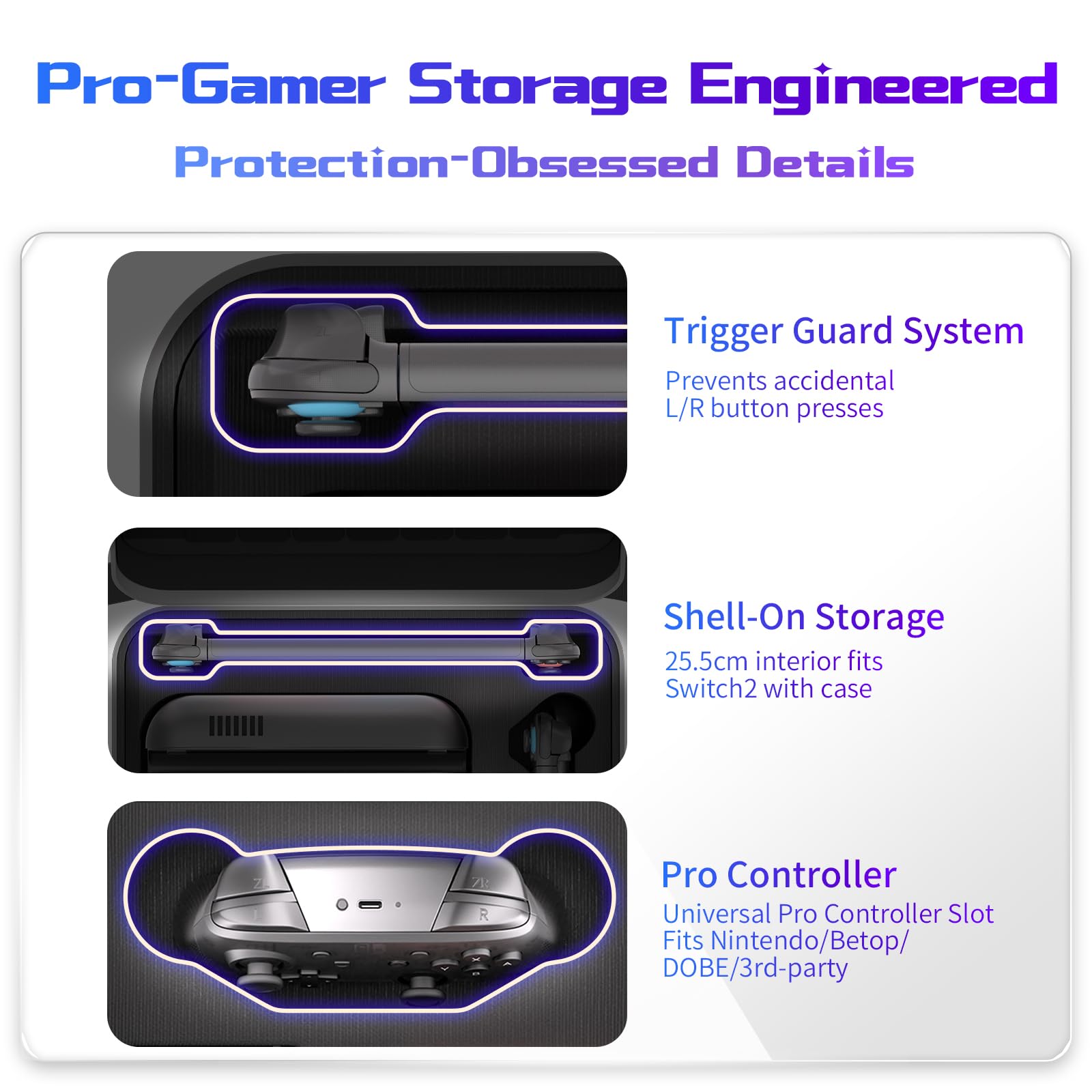 Gaekol Switch 2 Custodia per Nintendo Switch 2 (2025), custodia rigida portatile con protezione completa, custodia da viaggio con 18 slot per schede di gioco, borsa da trasporto impermeabile per