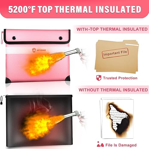Miniatura 2 de Bolsa de documentos ignífuga de 5200 F - Aislamiento térmico, bolsa mejorada a prueba de fuego de agua con cremallera, 9 capas de materiales