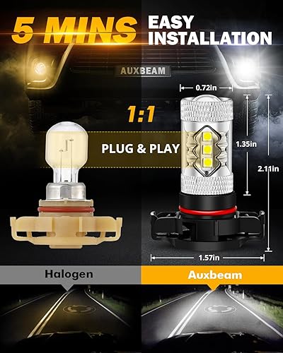 Miniatura 2 de Auxbeam - Bombilla LED para luces de señal giro freno estacionamiento trasera DRL y antiniebla 2 unidades Blanco