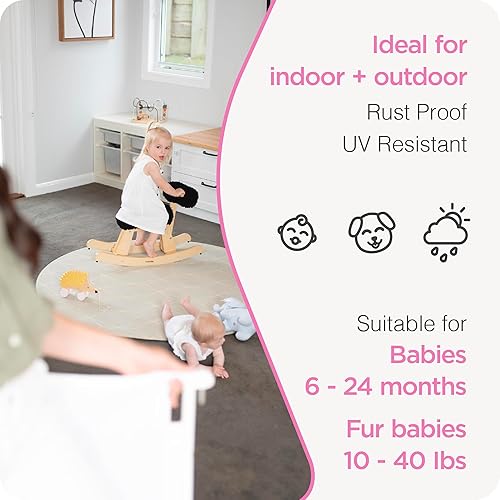 Miniatura 3 de Perma Child Safety Puerta retráctil para bebés para interiores y exteriores, 38.6 pulgadas de alto que se extiende hasta 79 pulgadas de ancho