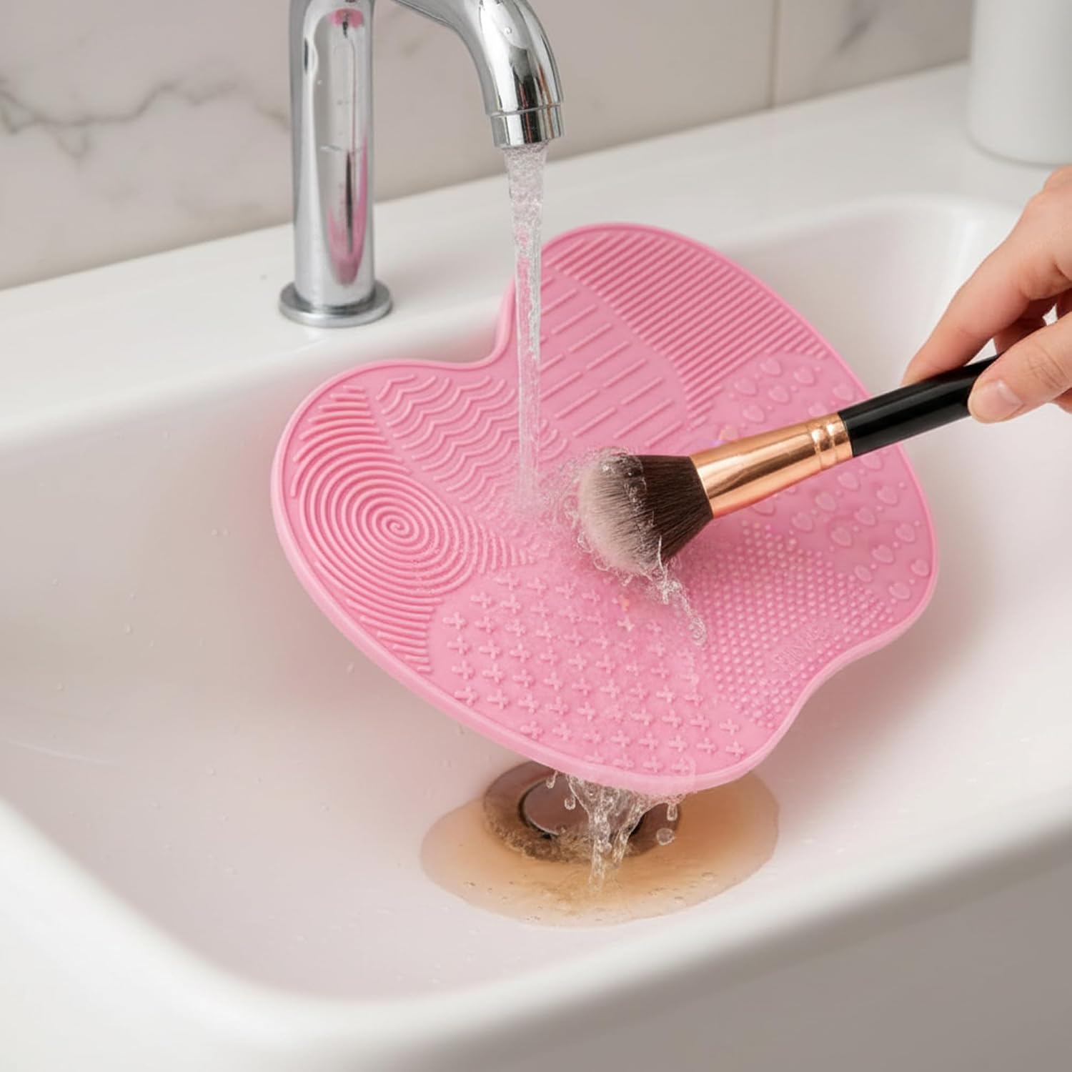 WILL OAK Silicone Makeup Brush Cleaning Mat, Portable Travel Wash Board with Suction Cup, Food-Grade Cosmetic Brush Cleaner Pad for Foundation, Eyeshadow, Lip, Powder Brushes
