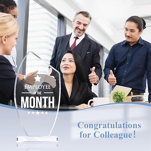 Miniatura 6 de Roowest 6 piezas de letrero para empleado del mes, regalos para compañeros de trabajo, placa para empleado del mes, recuerdo de pisapapeles, lugar