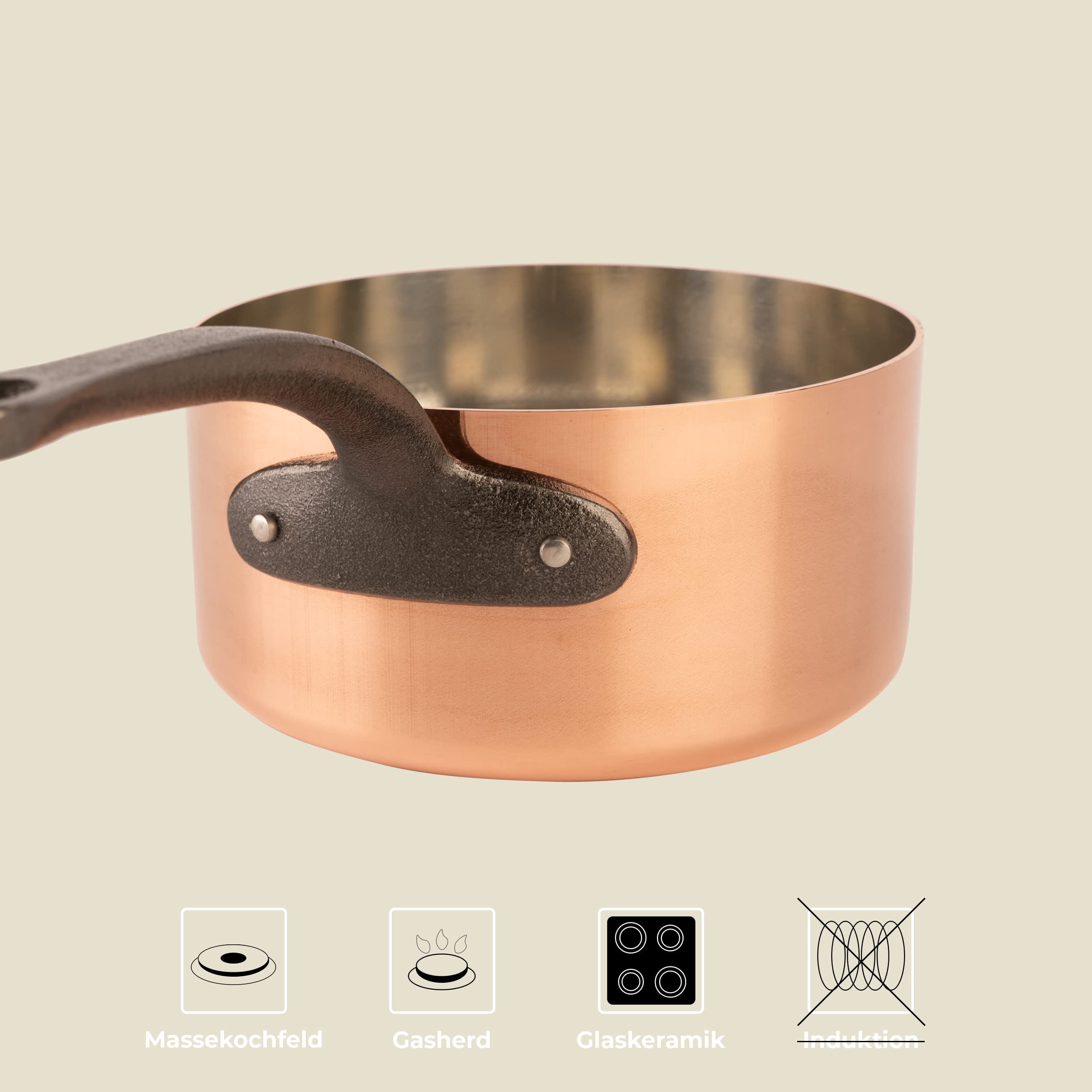 Casseruola In Rame Stagnato 18 Cm Con Manico In Ghisa – Cuisine Romefort - 4
