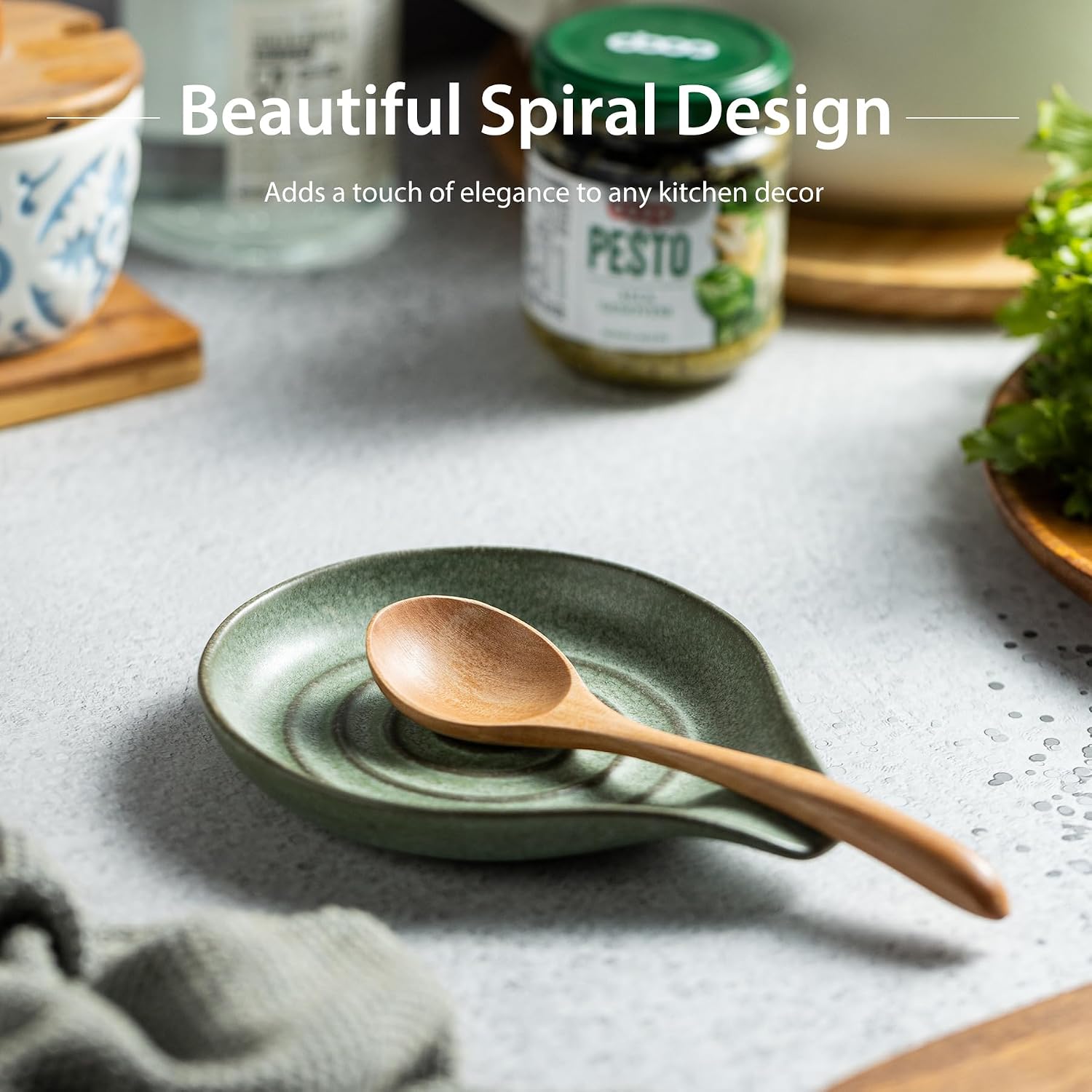 LAUCHUH Spoon Rest for Stove Top,Ceramic Spoon Holder, Kitchen Ladle Holder image 5