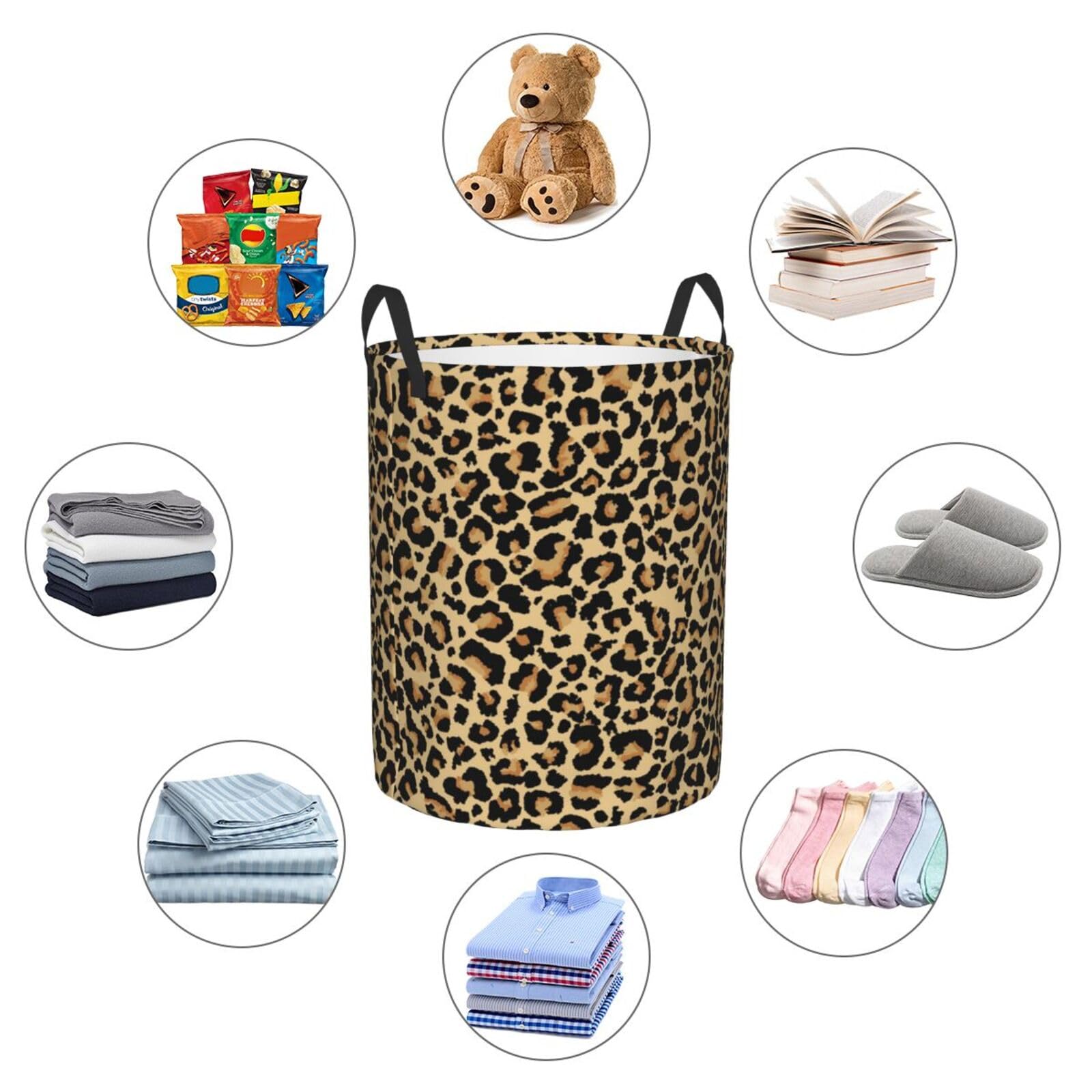 Grand panier à linge avec poignées – Imprimé léopard (D) Panier à linge sale pour bébé et enfant