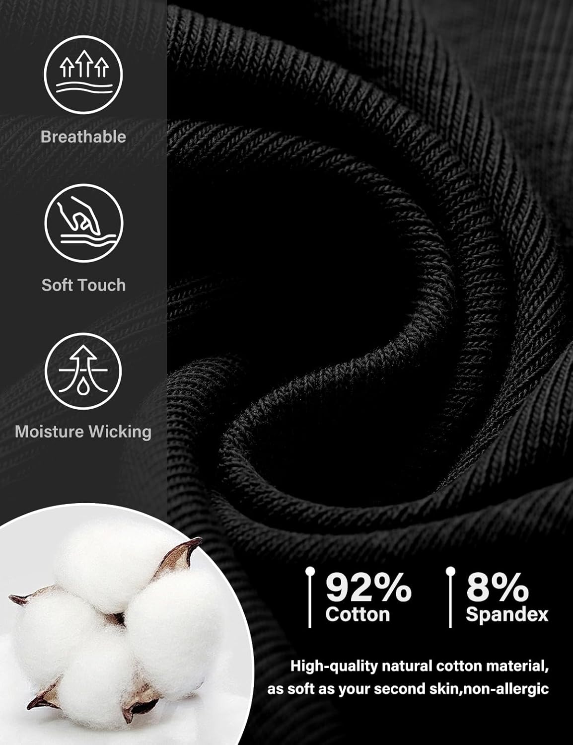 Arjen Kroos Mens Cotton Boxer Briefs Breathable Pouch Underwear with Opening Fly 3 Pack - Image 3