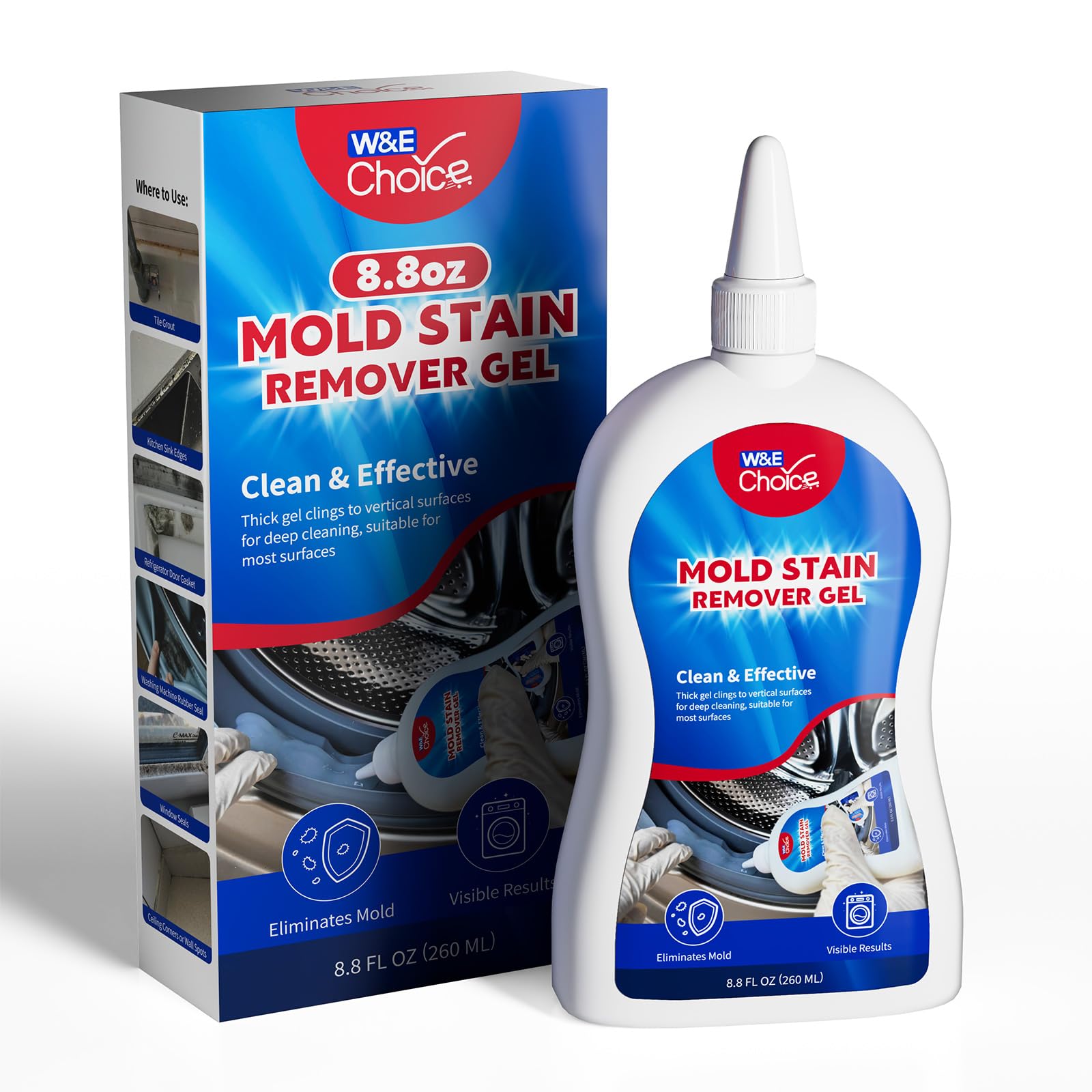 W E Choice Stain Remover Gel Cleaner for Shower Bathroom Tile Grout and Caulk - Heavy Duty Cleaner