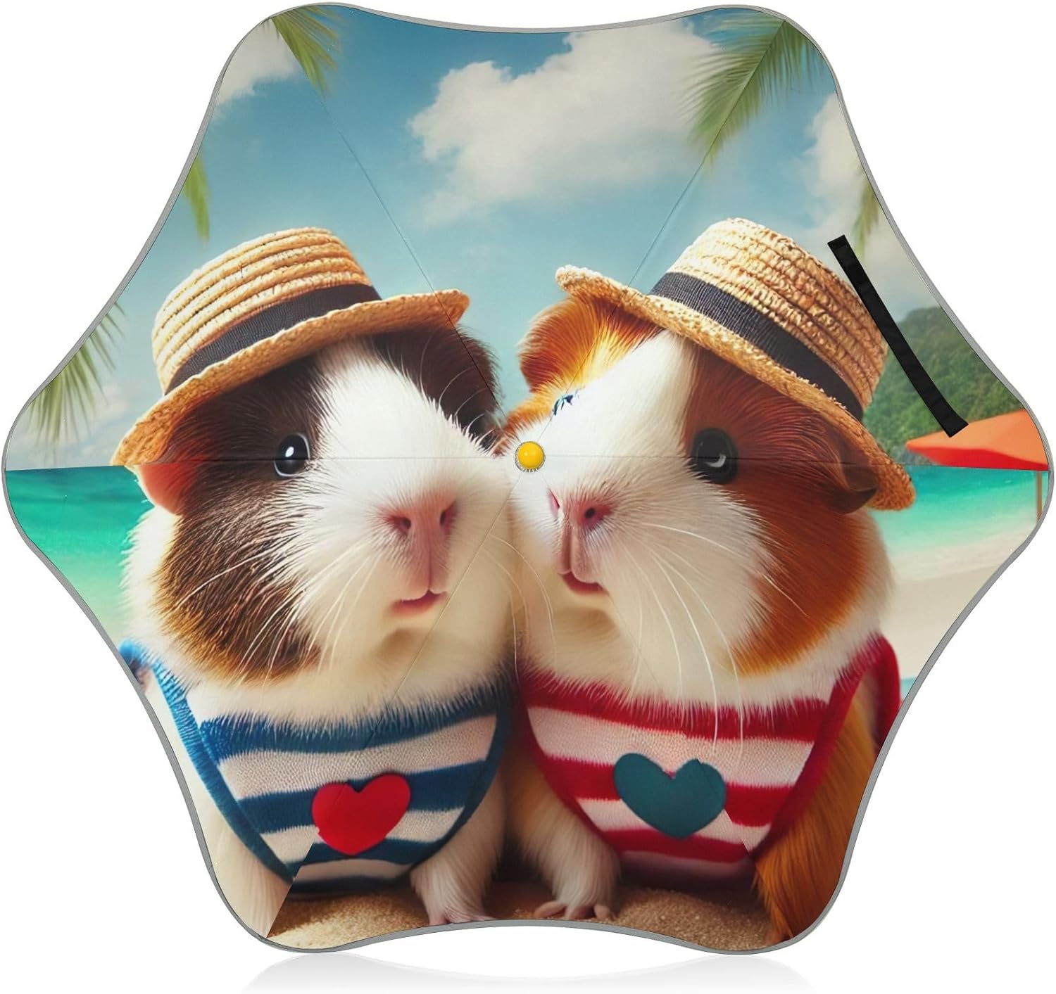 ODAWA Hawaiian Guinea Pig Stick Umbrellas for Children with Hook Handle Rounded Tips Rain Umbrellas Age 3-8