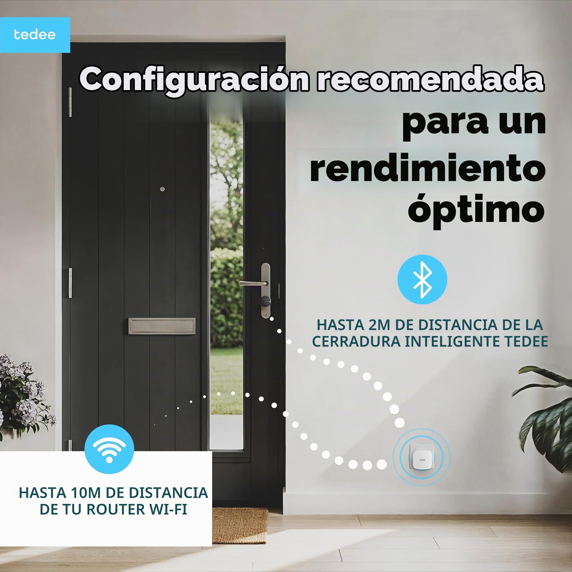 Tedee GO2 Alu Cerradura Inteligente con WiFi, Bluetooth y Sensor de Puerta, Acceso Remoto y Notificaciones por App, Bloqueo Automático sin Llave | Alexa, Google Home, Apple HomeKit, SmartThings Matter