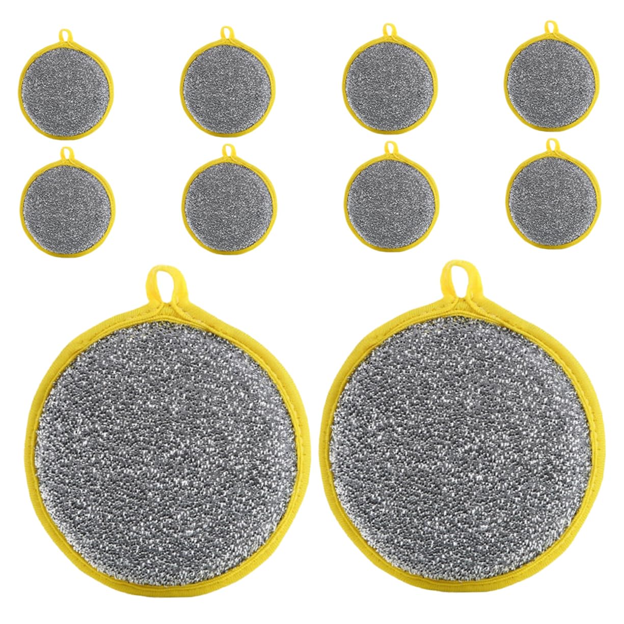 Cabilock Round Cleaning Pad Set 10 Pack Multi-Purpose Dish Scrubber Pad Double-Sided Metalic Surface for Efficient Cleaning