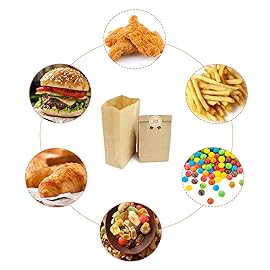 Brown Kraft Paper Bags, Kslong 50pcs Small Paper bags 4 Lb 5.1x3.1x9.4 Lunch Bag Grocery Bread Bag Snack bag Candy Popcorn Treat Bag Party Favor Gift Bag(Brown 4)