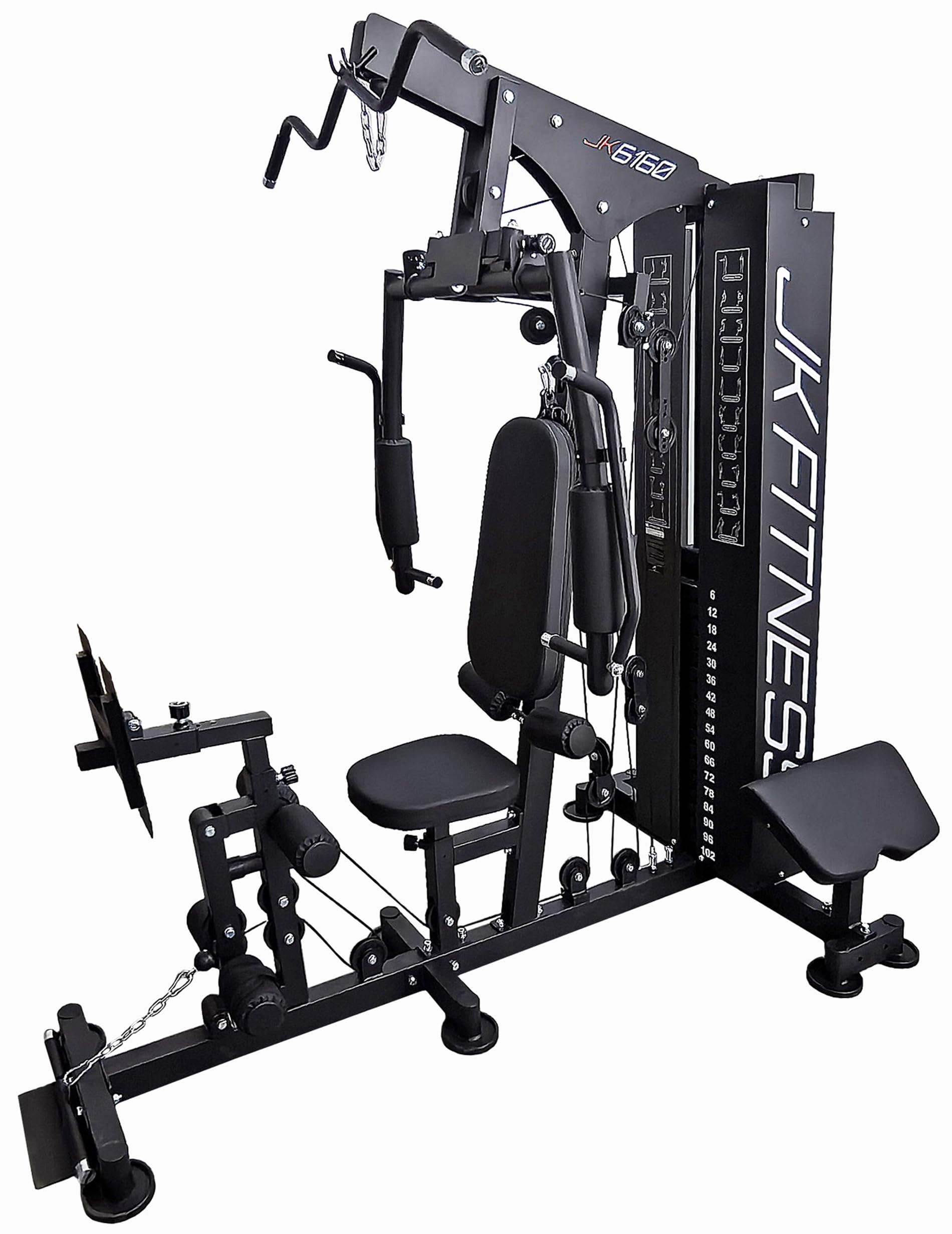 JK Fitness【Stazione Multifunzione JK 6160 Pacco Pesi 102 kg】Multi Gym Home Palestra Completa: Chest/Butterfly regolabile, Lat Machine, Cavi, Fly Arms, Preacher, Leg Press | Struttura Pro Compatta