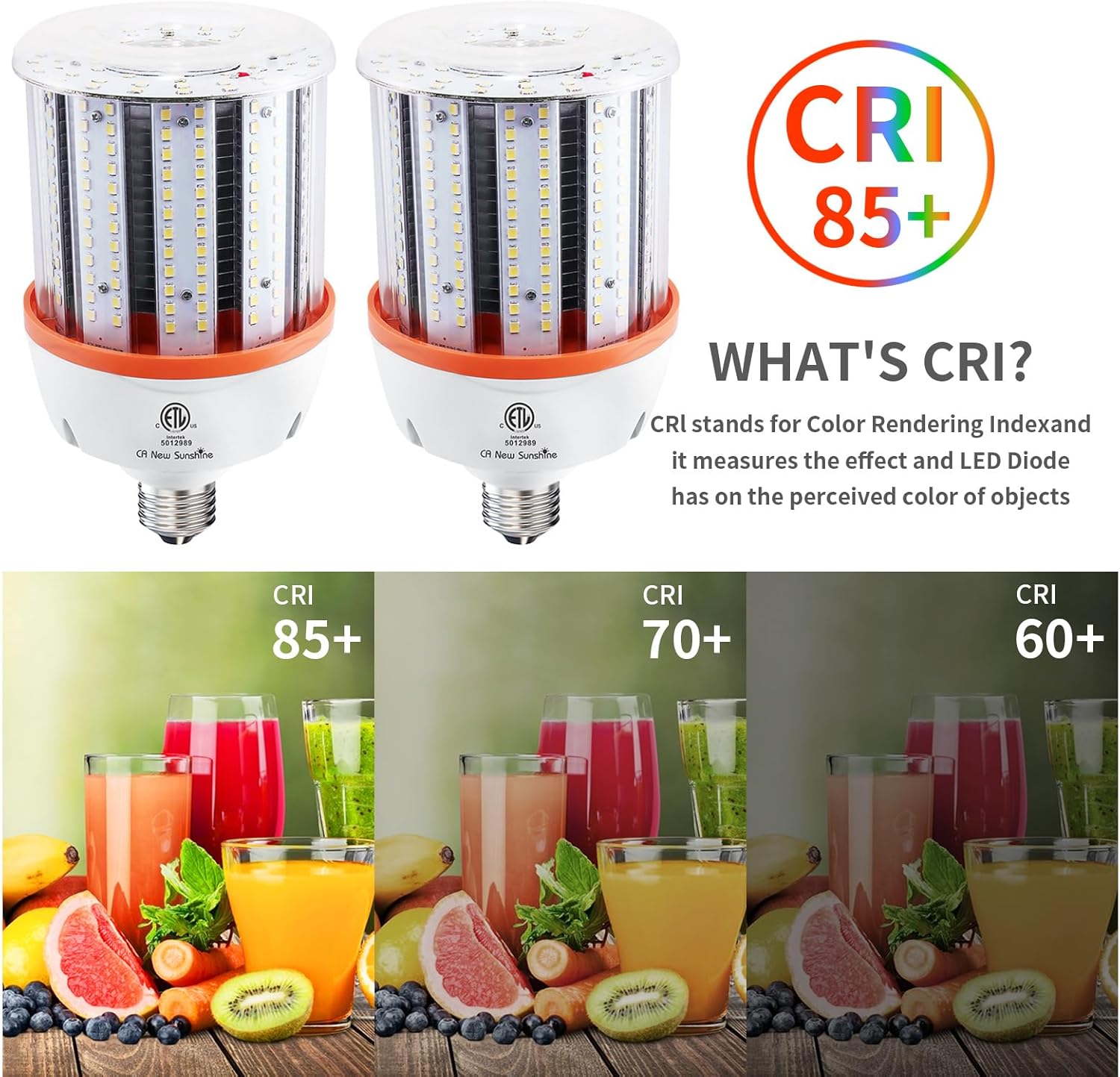 800W Equivalent Led Corn light bulbs , 12000 Lumen LED Corn Bulb 80W 5000K Daylight White Lamp,E26/E39 Medium Mogul Base,2-Pack Large Area Lights For Outdoor Indoor Warehouse Garage High Bay Lighting