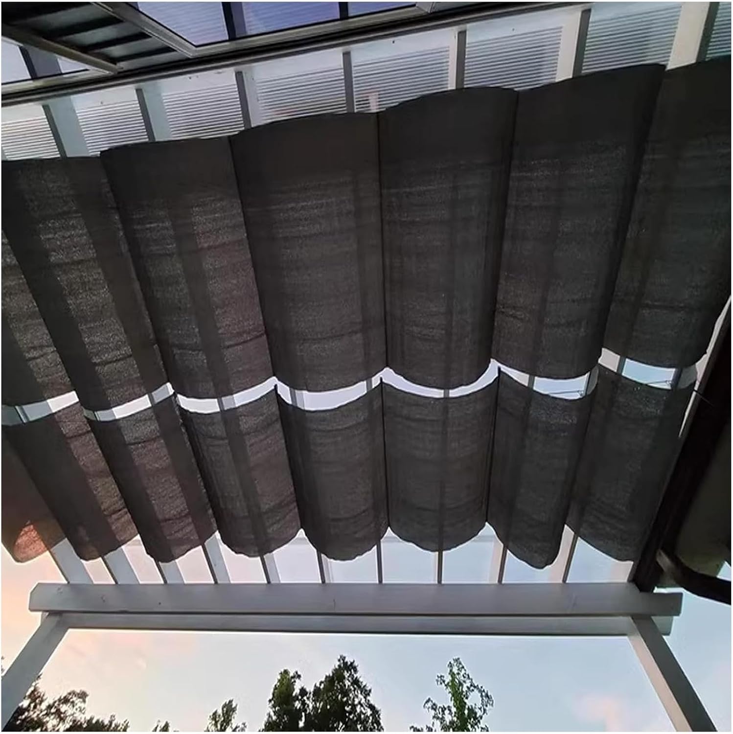 Retractable Sliding Wave Shade Sail Canopy with Mounting Kit for Pergola Sun Protection