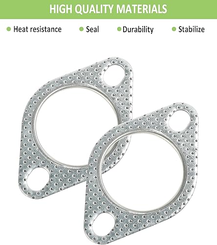 Miniatura 3 de RACOONA 2 juntas de brida de escape, 2 pulgadas, 2.5 pulgadas, 3 pulgadas, 2 pernos de 2 pernos, accesorios de automóvil, repuesto de junta de