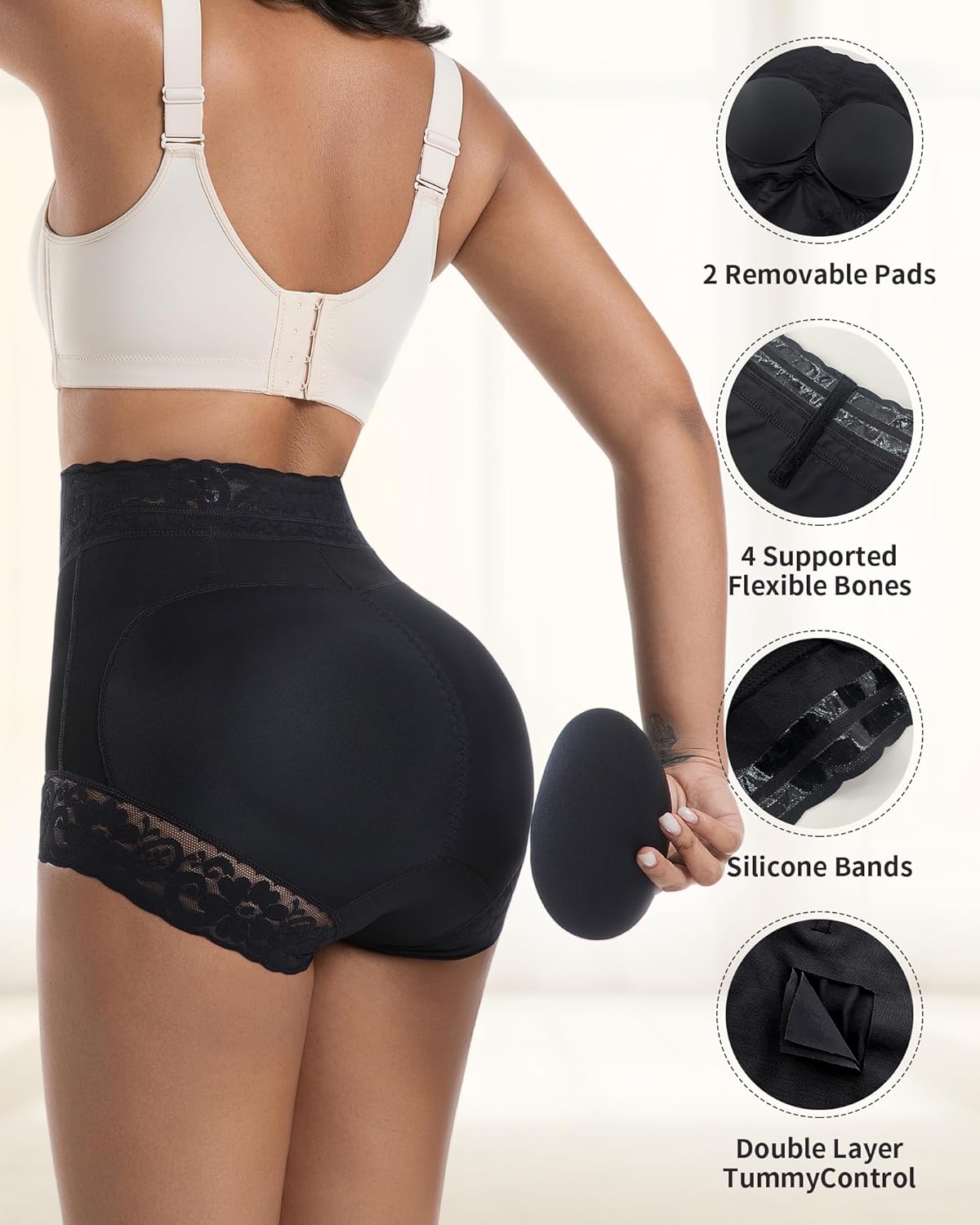 Padded Underwear Butt Lifting Shapewear for Women Butt Lifter Panties Butt Pads Tummy Control Shorts - Image 5