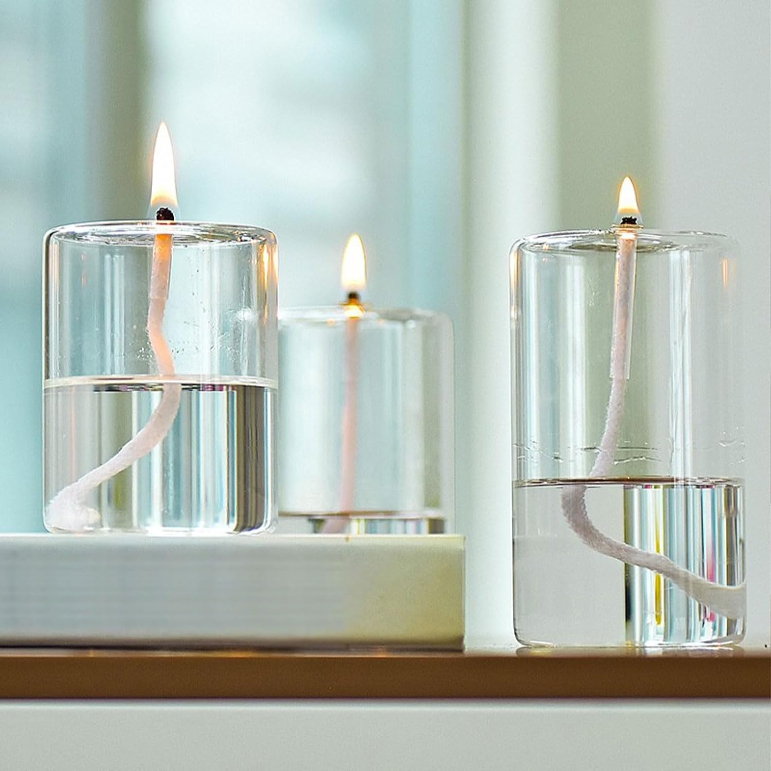 5PCS Oil Lamp Wicks with Glass Tube Holder - Oil Lamp Wick Holder Sets Replacement Cotton Torch Wick with Tweezer for Candle Lamps DIY Alcohol Lamps Burner