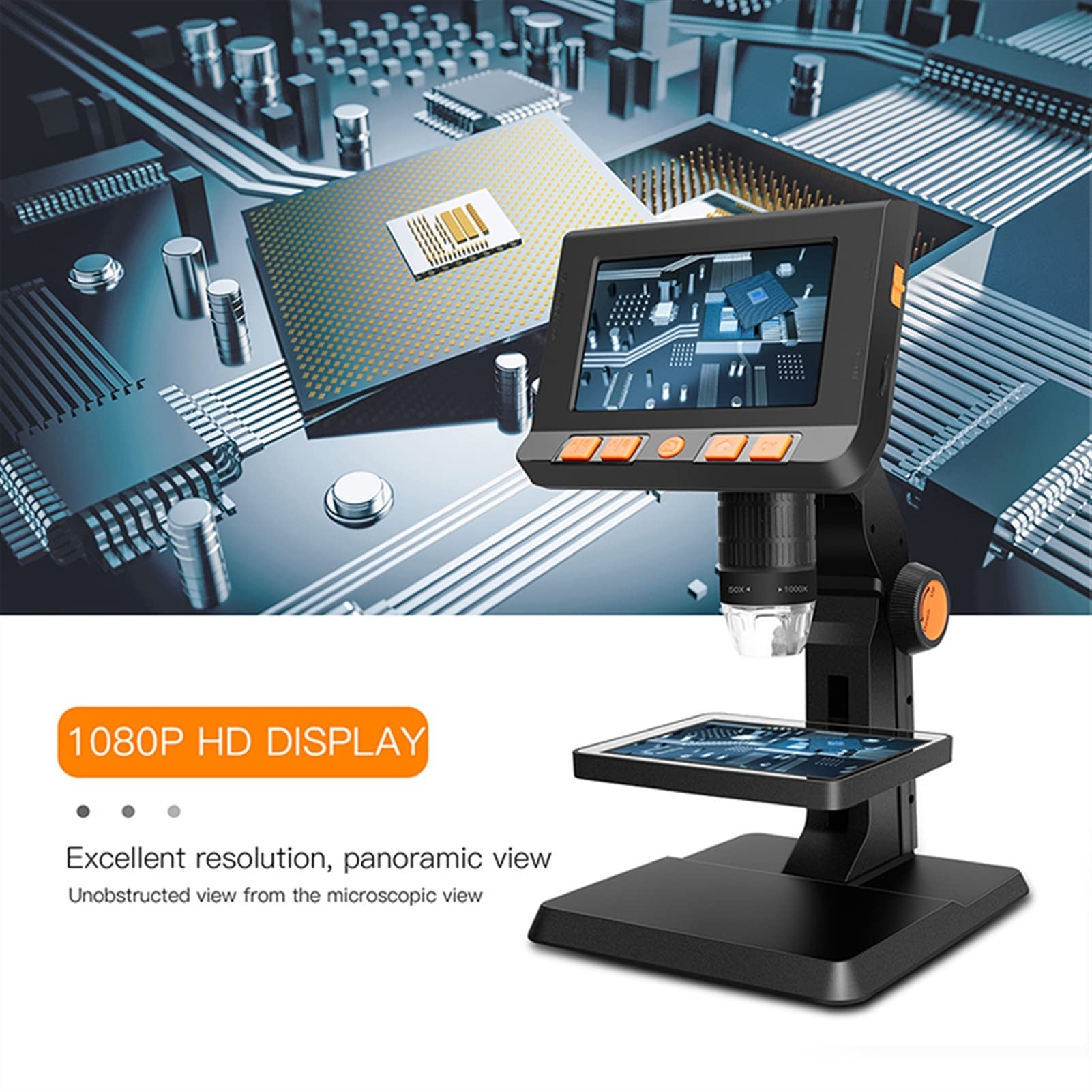 LCD Mikroskop cyfrowy 4,3 "Handheld Usb. mikroskop 5 0X-1000X Moneta Camera Powiększenie mikroskopu wideo z 8 DOPROWADZIŁO(P10 Stand)