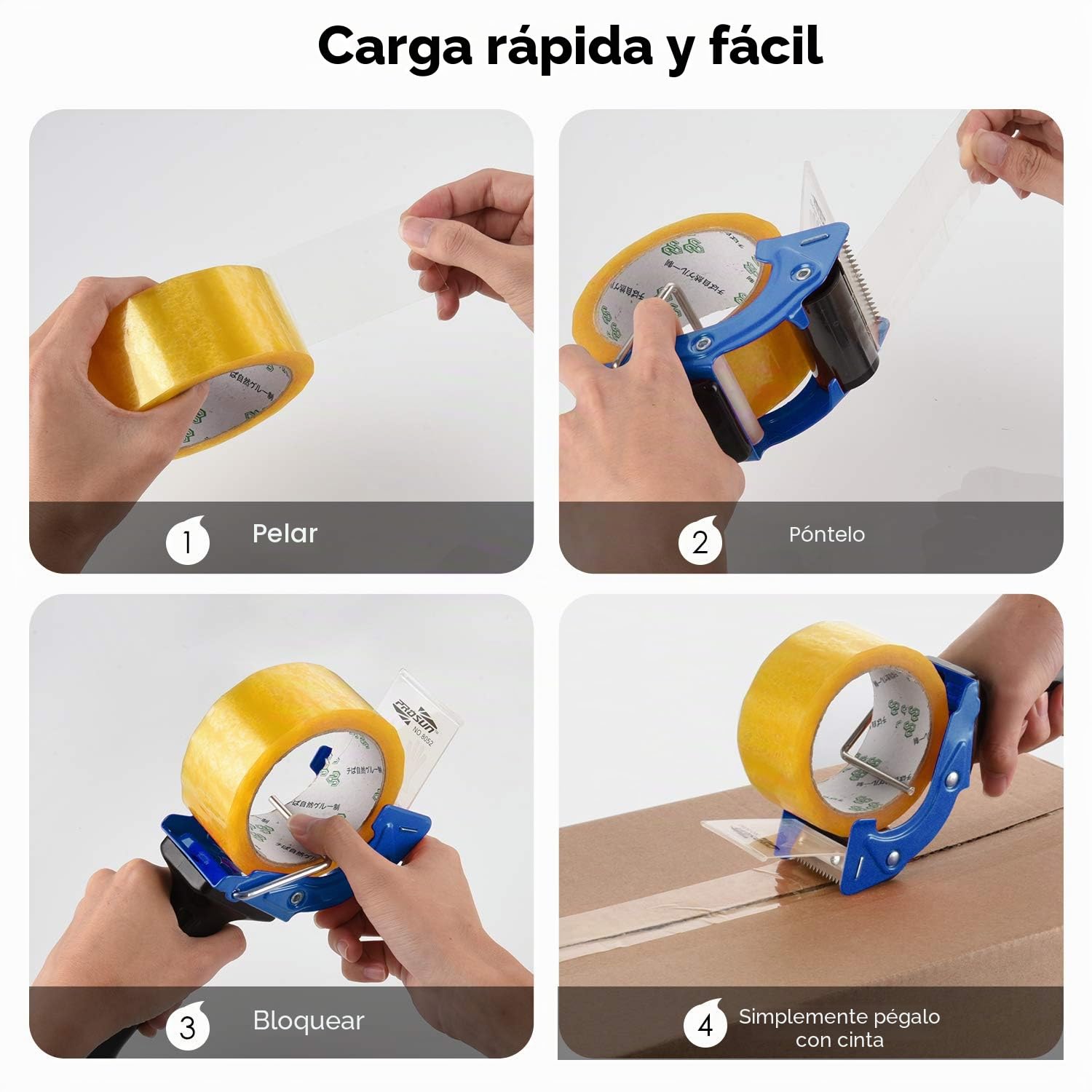 Dispensadores de Cinta Adhesiva con Mango Ergonómico, 75mm Dispensador de Cinta para fácil utilización en trabajos de empaquetado, Azul