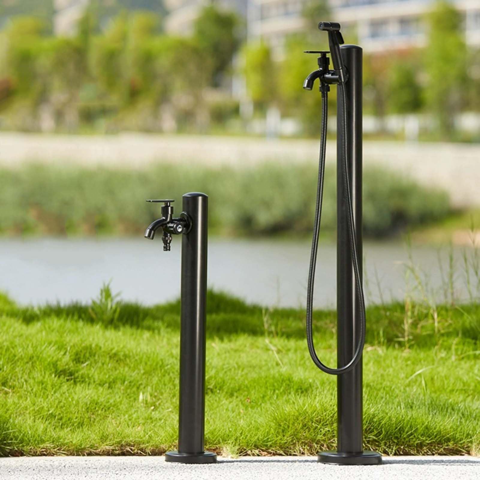 Columna de agua independiente de acero inoxidable con grifo, soporte vertical para manguera de jardín, decoración de paisaje, hidrante de fuente para lavado y riego de automóviles