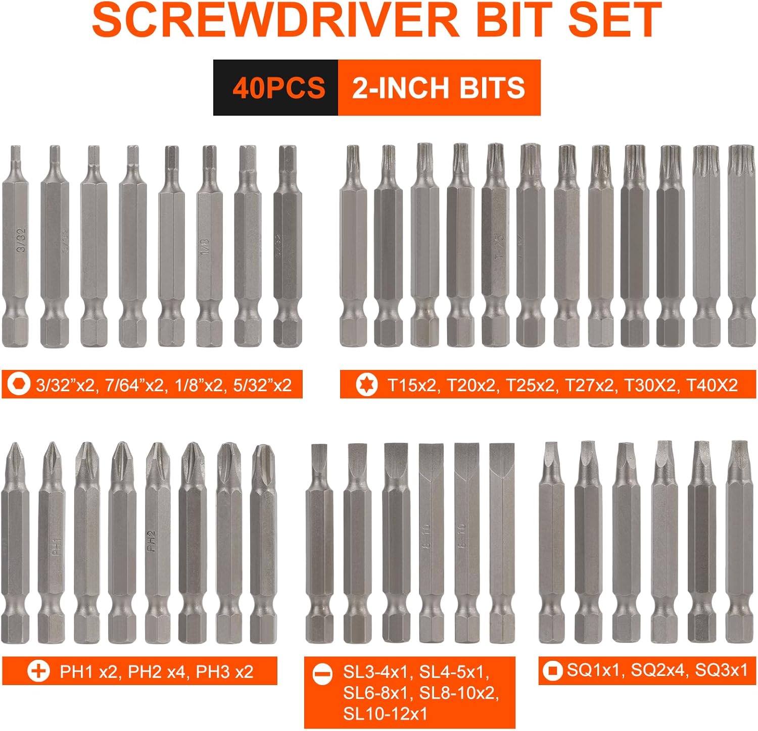 COMOWARE 200Pcs Drill Bit Set & Screwdriver Bit Set - HSS/CR-V 1/4" Multi-Purpose Bits in Transparent Storage Case, Impact Driver Accessories for DIY Projects, Home Repairs, Professional Use - Image 3