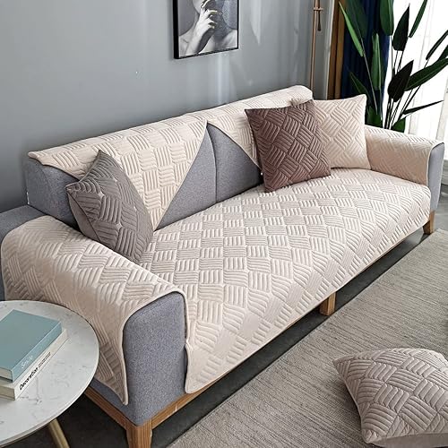 Miniatura 4 de vctops Fundas para sofá de felpa suave y cálida, con patrón de tejido antideslizante, fundas para sofá seccional, funda para sofá para perros, gatos