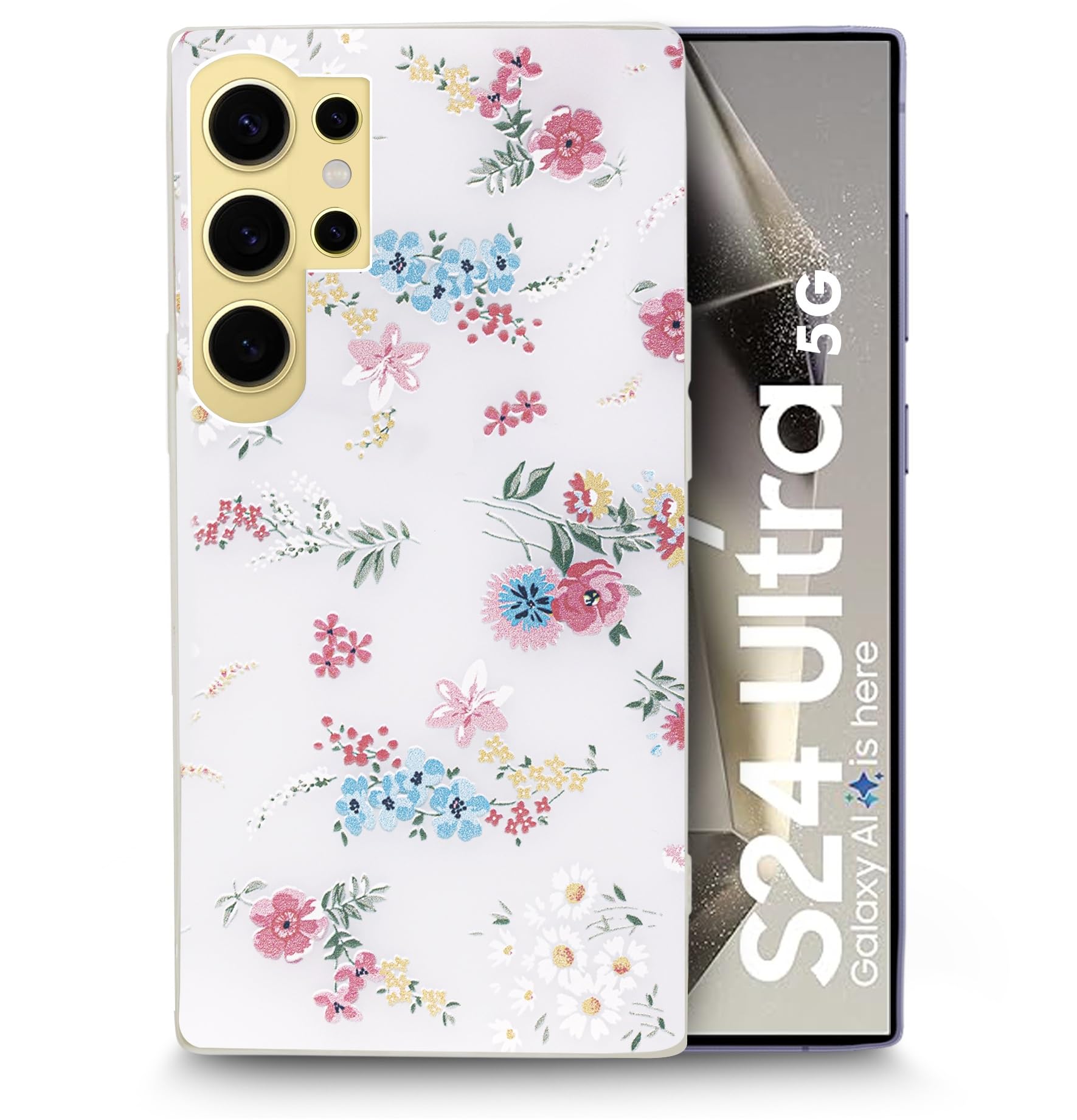 SQUIF Back Case for Samsung Galaxy S24 Ultra 5G Cover for Girls | Flower Printed (Floral, Milky White) (B0DBF93D72) Amazon Price History, Amazon Price Tracker
