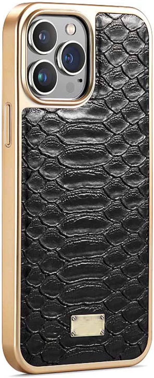 Coque iPhone 14 motif python Protection cuir PU rigide antichoc pour téléphone Apple 2022 - 6