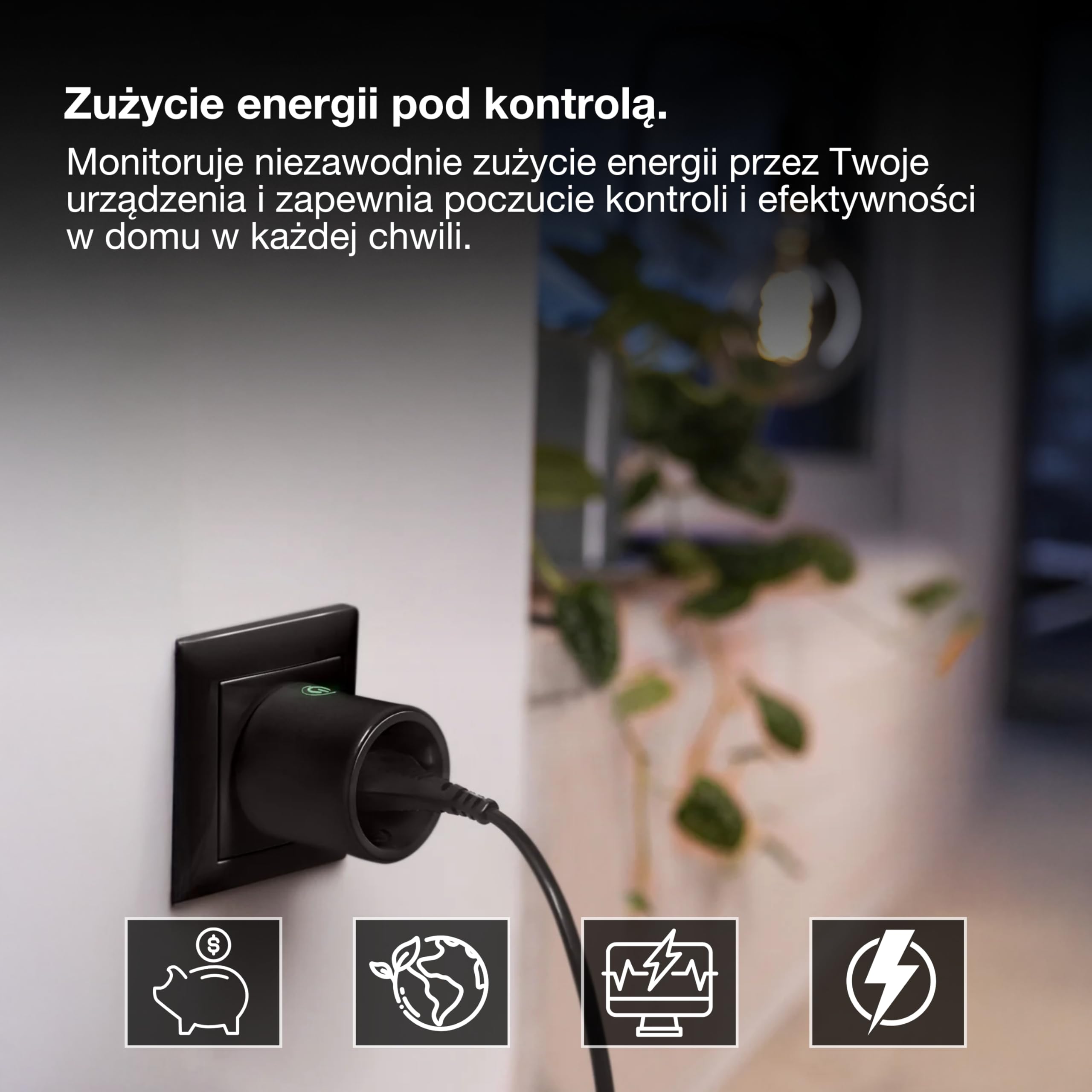 OSRAM Gniazdo SMART+ ZIGBEE EU w kolorze czarnym, inteligentne gniazdo z kontrolą zużycia energii i technologią ZigBee do integracji urządzeń elektrycznych z systemem inteligentnego domu
