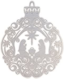Amazon.com: Jess and Jessica Metal Sign Nativity Ornament, Floral ...