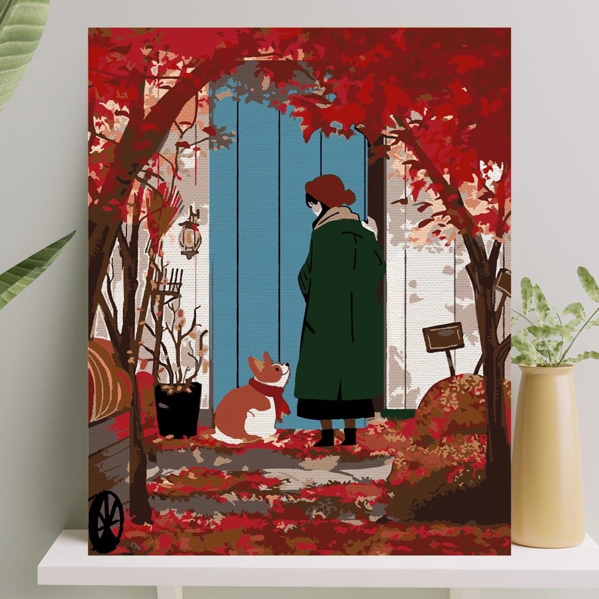 Palmiye Hobi Sanat Sayılarla Boyama Tuval Seti Fırça Boya Dahil (Çıtalı) 40x50 CM - Sonbahar