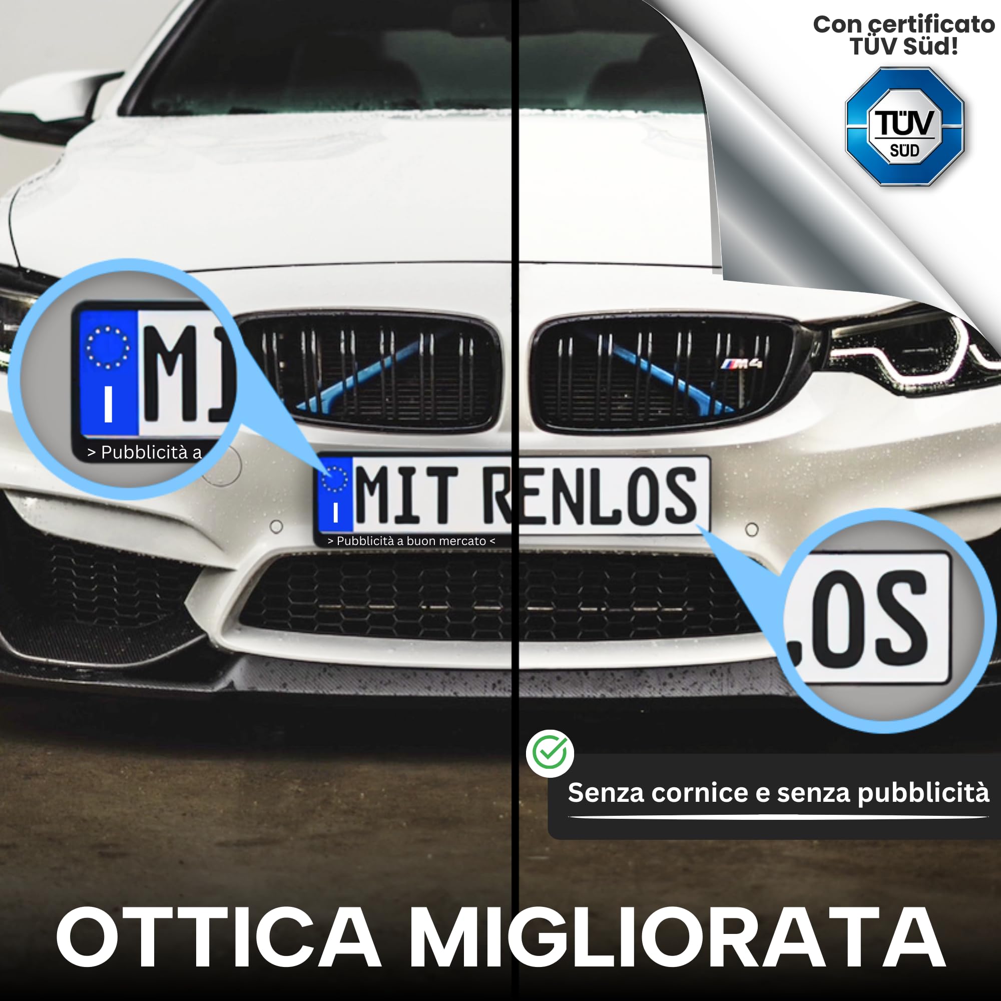 Ivality Porta targa Magnetico Senza Cornice per 2 Targa, Supporto Magnetico Invisibile per Auto, Portatarga Intercambiabile Austria, Omologato Stradale, Testato TÜV fino a 350 km/h