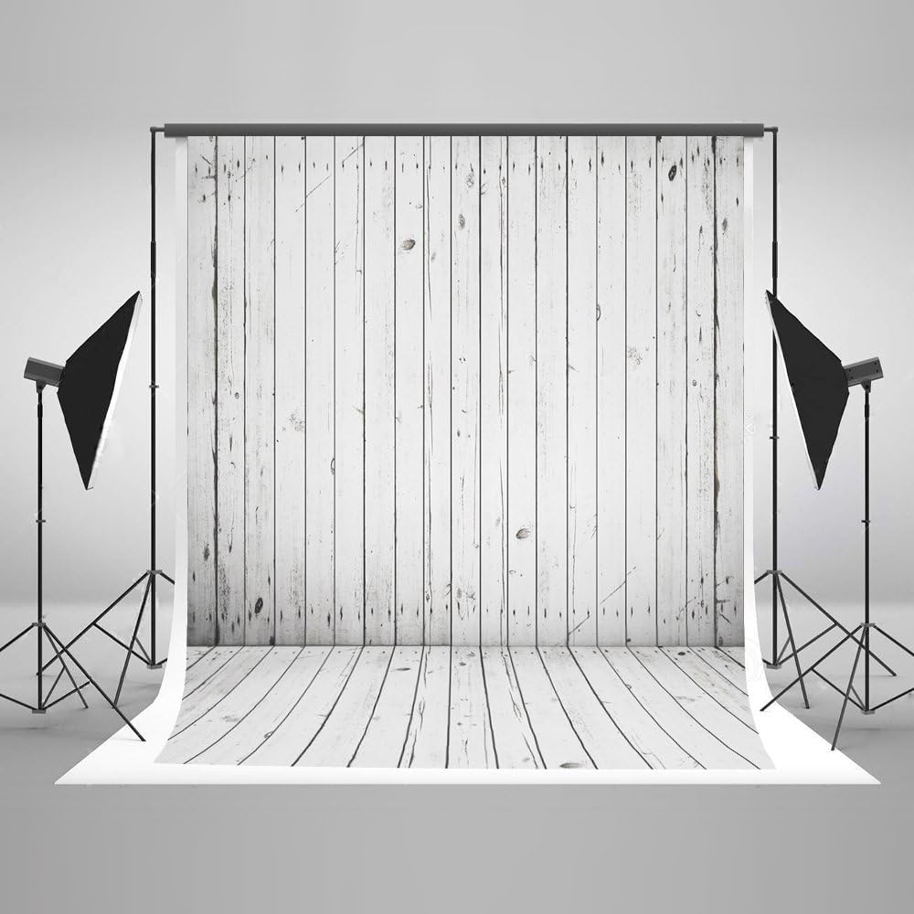 Everblue Tk 5x7ft Photography Pattern Backdrop Cotton Collapsible White Background Vertical Wood Pattern Booth Shoot Backdrop for Adult,Child,Animal,Gift J01771 by Everblue Tk